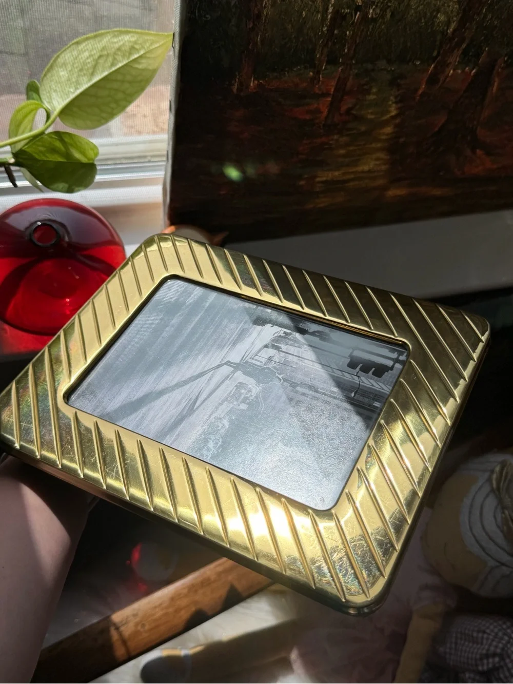 1980’s 80’s Photo Frame Album, Solid Brass, ornate design 5X7